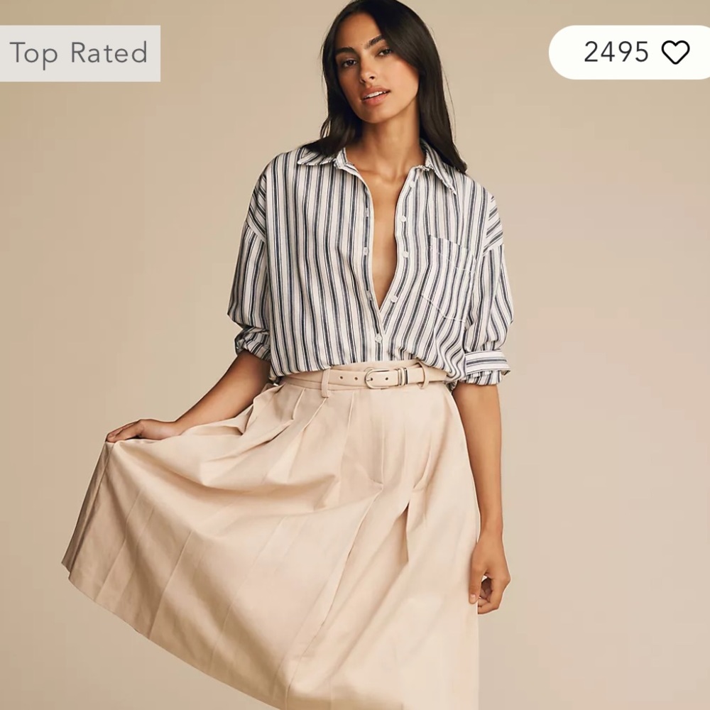 Maeve Bennet Button Down with Blue/Cream Stripe